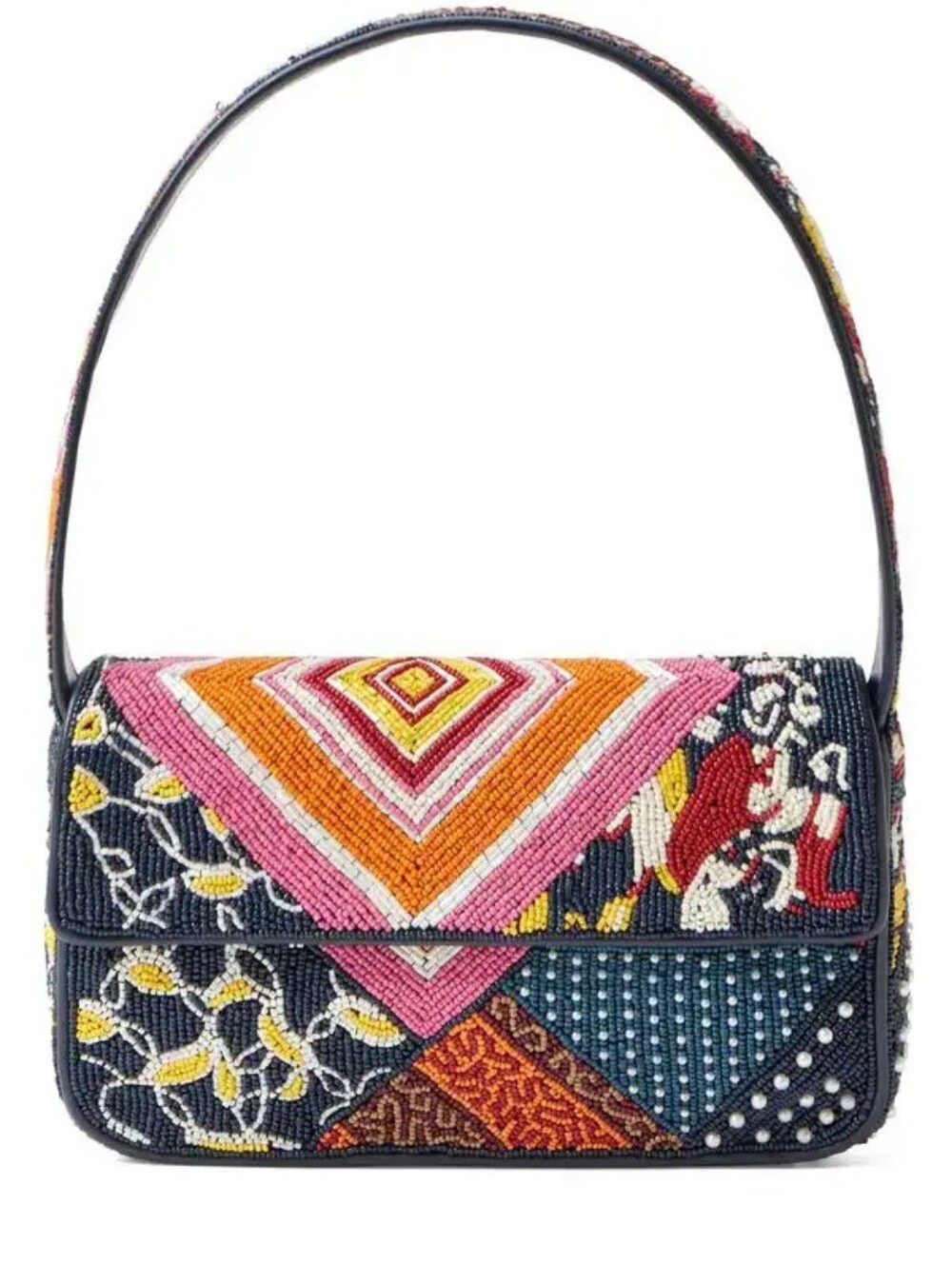 Staud Tommy beaded bag in patchwork retro western formal luxury y2k